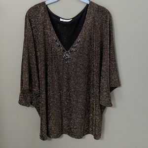 Black & Gold Metallic Evening top EUC